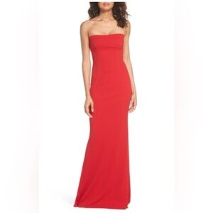 Red strapless dress: Katie May Mary Kate Gown
Retail Price: $300
Size: 0